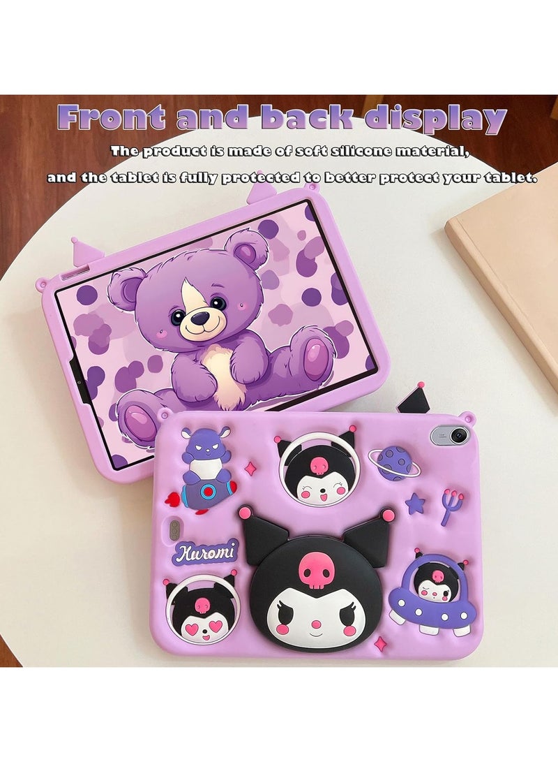 Kids Case Compatible with Huawei MatePad 11.5 S 2024 Tablet, Shockproof Silicone Protective Cover with Stand, Shoulder Strap, Purple - Image 5